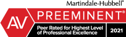AV | Martindale-Hubbell | Preeminent | Peer Rated for Highest Level of Professional Excellence | 2021